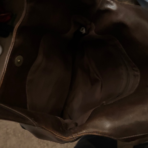 Dark Brown Leather Hobo Bag with Front Pockets - Picture 4 of 6